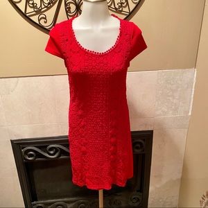 Buttons Women’s Red Short Sleeve Overlay Dress S